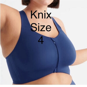 KNIX Catalyst Front Zip closure Sports Bra supportive blue Knix sz 4/32C,D 34C,D